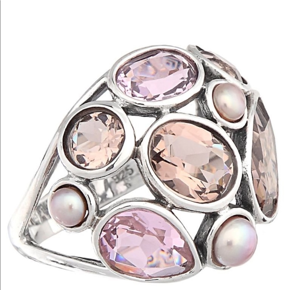 Silpada Sterling, Pearl, Glass ring Size 6